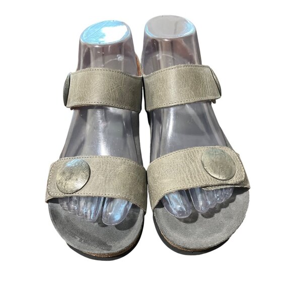 Taos Luckie Sandal Gray Leather Adjustable-Strap Cork-Sole EU 37 / US 6.-6.5 - Picture 3 of 9